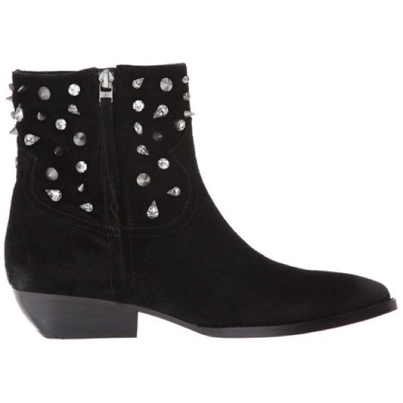 NWOT Sam Edelman Avril Studded Black Suede Booties Womens sz 8 Western Boot Boho - Picture 8 of 8